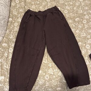 Brown Ribbed Jogger Pants